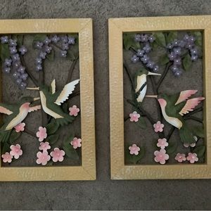 Hummingbird 3D Metal Wall Hangings - Set of 2